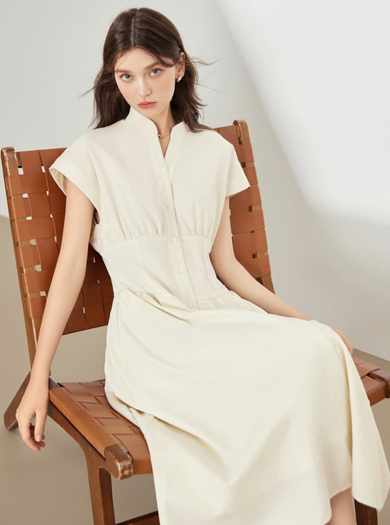 French Minimalist V-Neck Dress