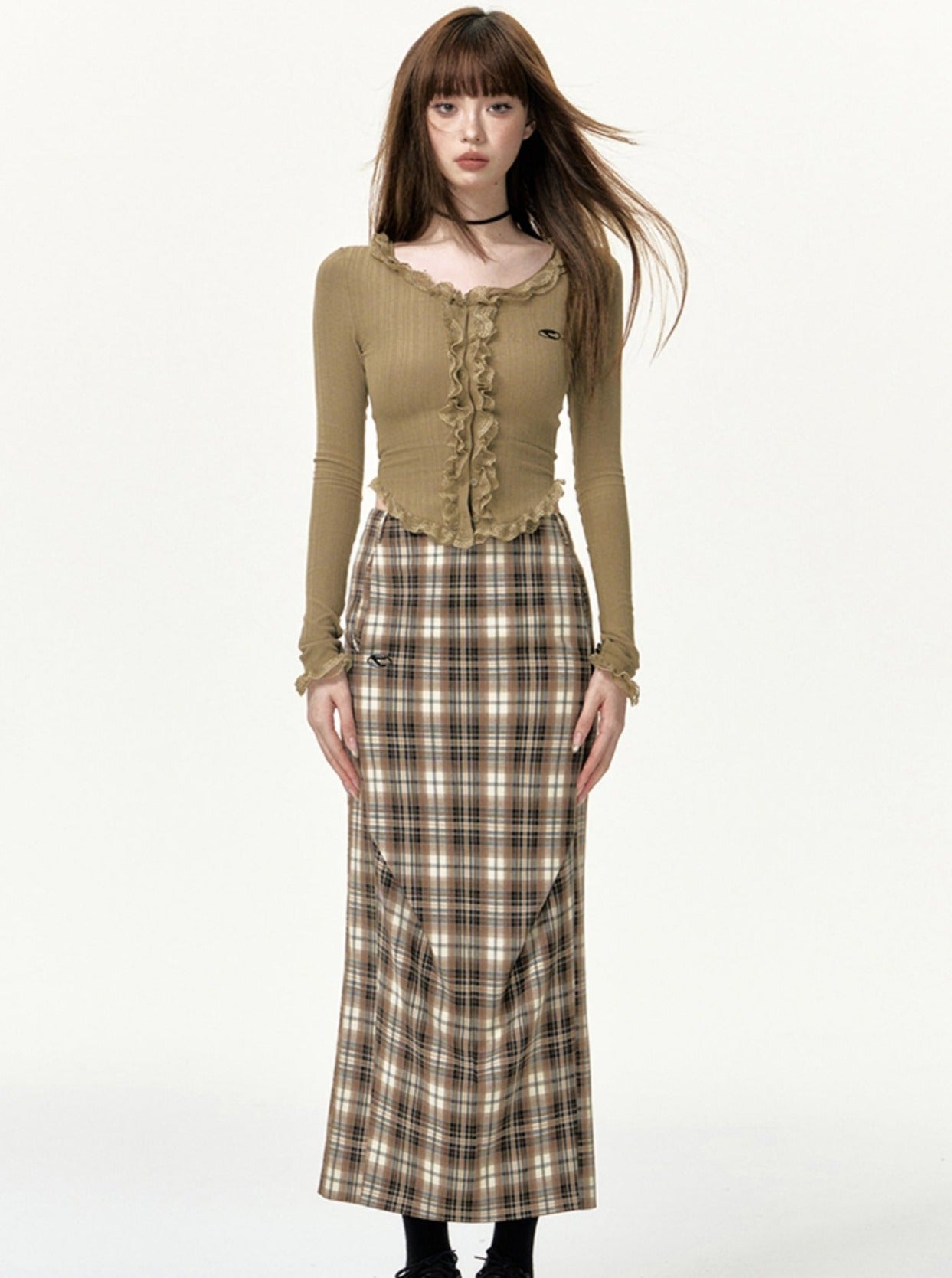 american retro slim hip long skirt