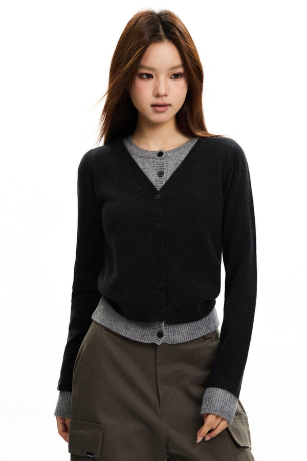 Entspanntes Kontrast-Crewneck-Oberteil 