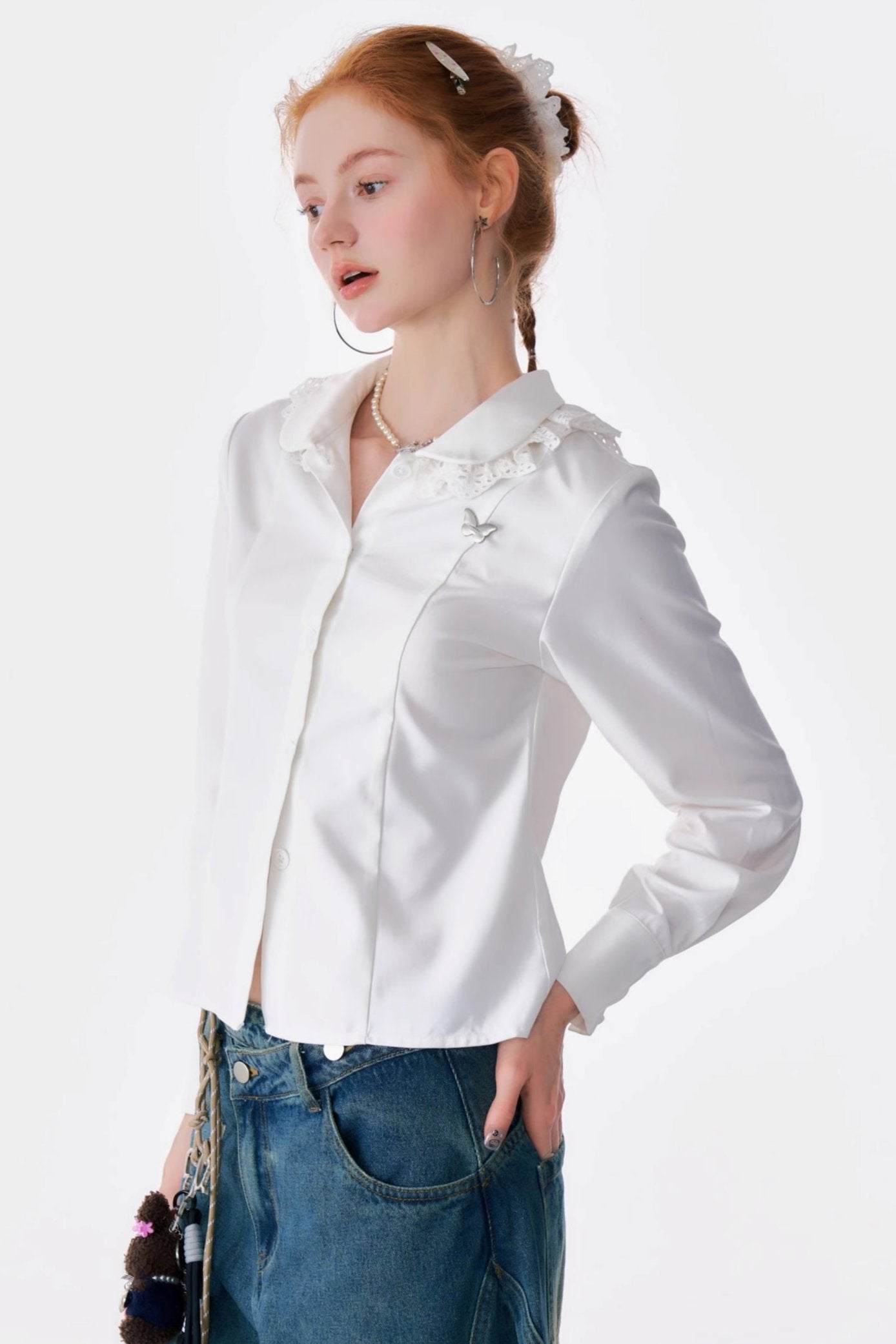 Retro Design White Ballet Shirt