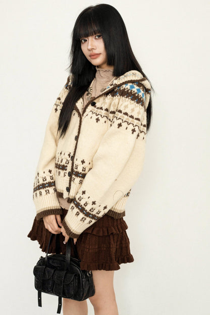 Hooded Wool Crop Jacket