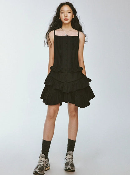 Heavy Industry Black Hanging French Dress