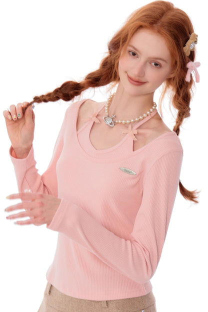 Halterneck Bow Knitted Base Layer