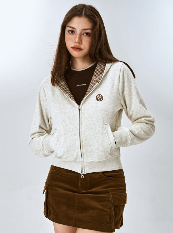 Retro Check Cropped Hooded Jacket