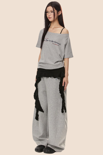 Retro Loose Off Shoulder T-Shirt