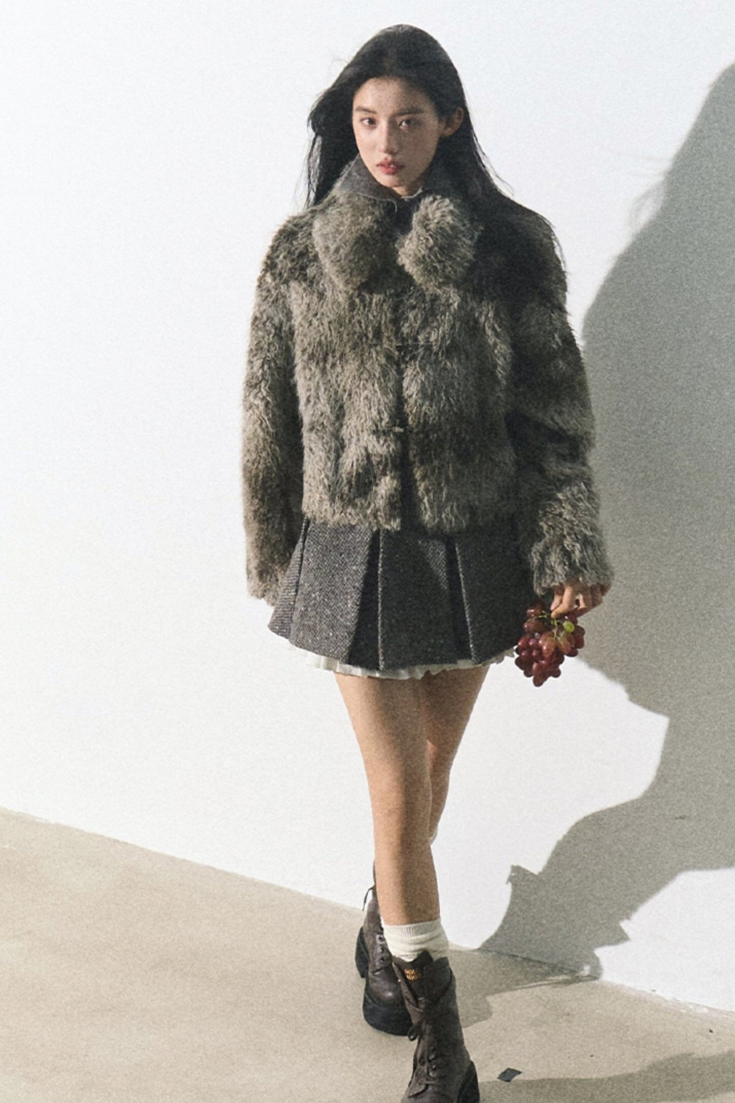 Moss Traces Distressed Fur Crop COAT