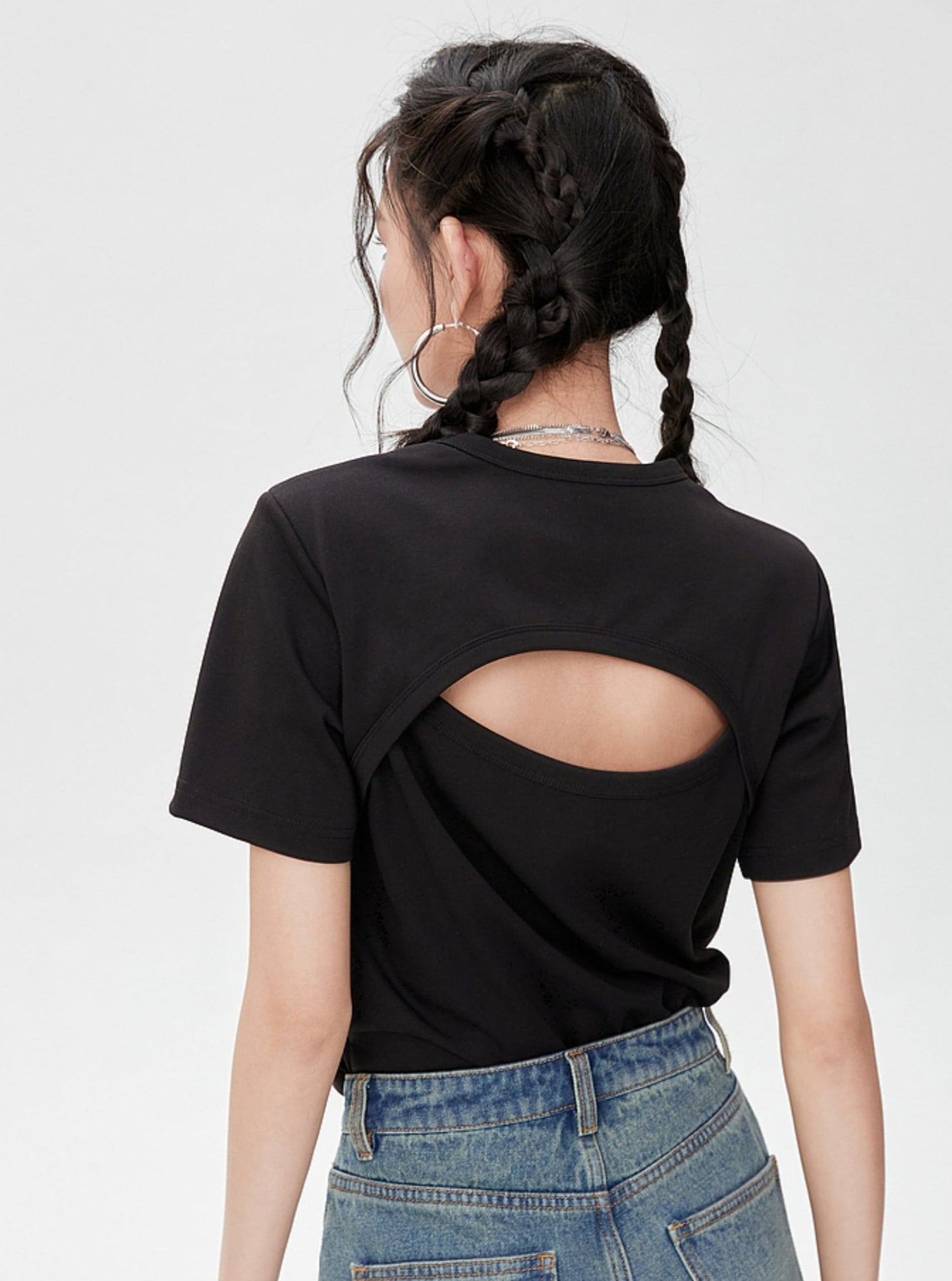 Backless Short Sleeve Top