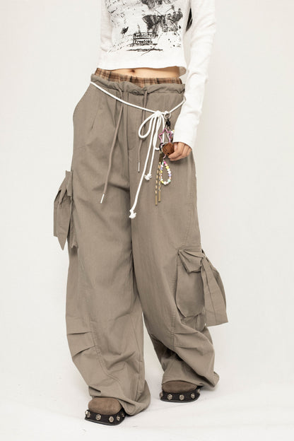 Wide-Leg Cargo Pants with Accessories