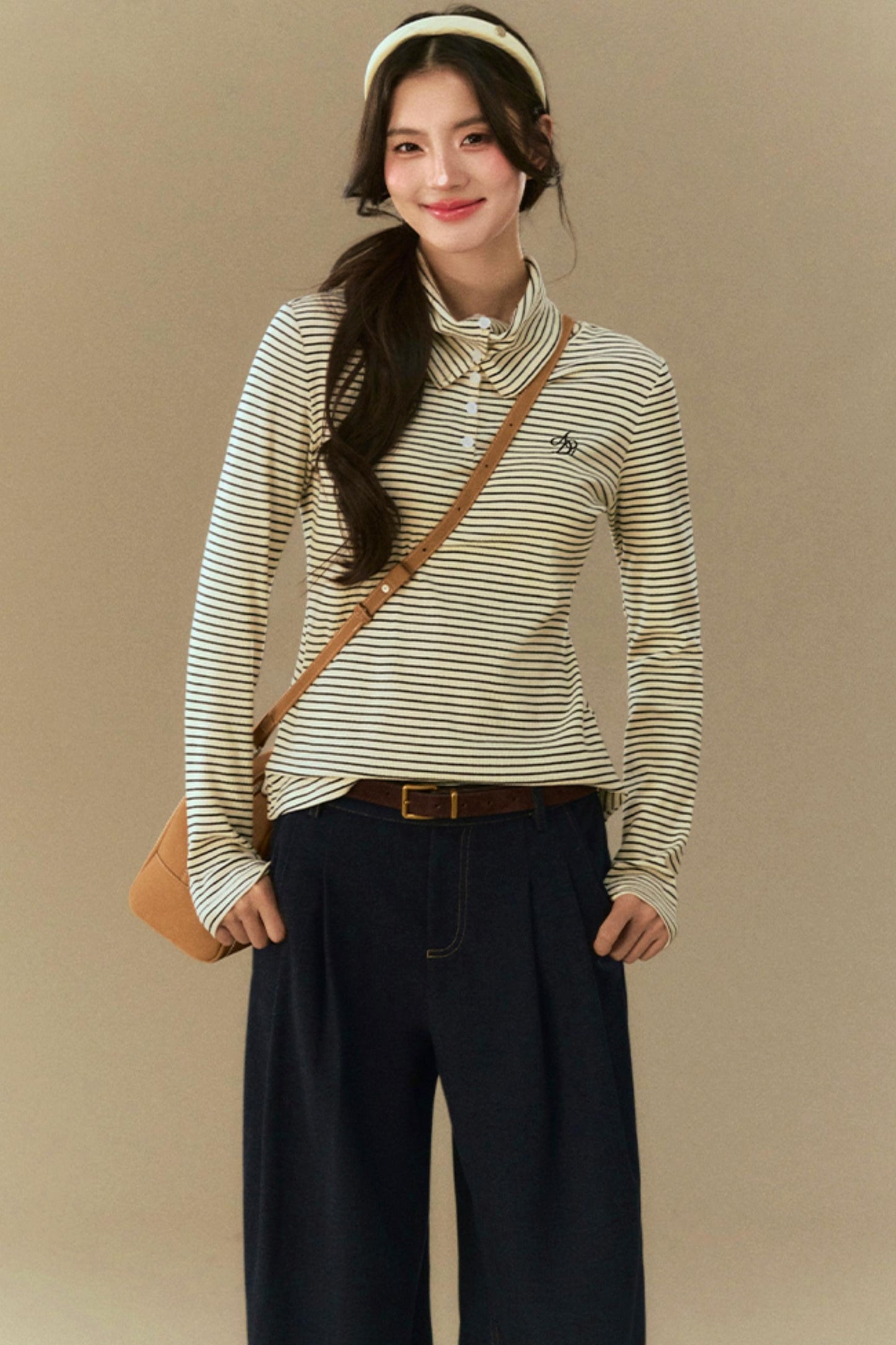 Pile Collar Striped Base Shirt