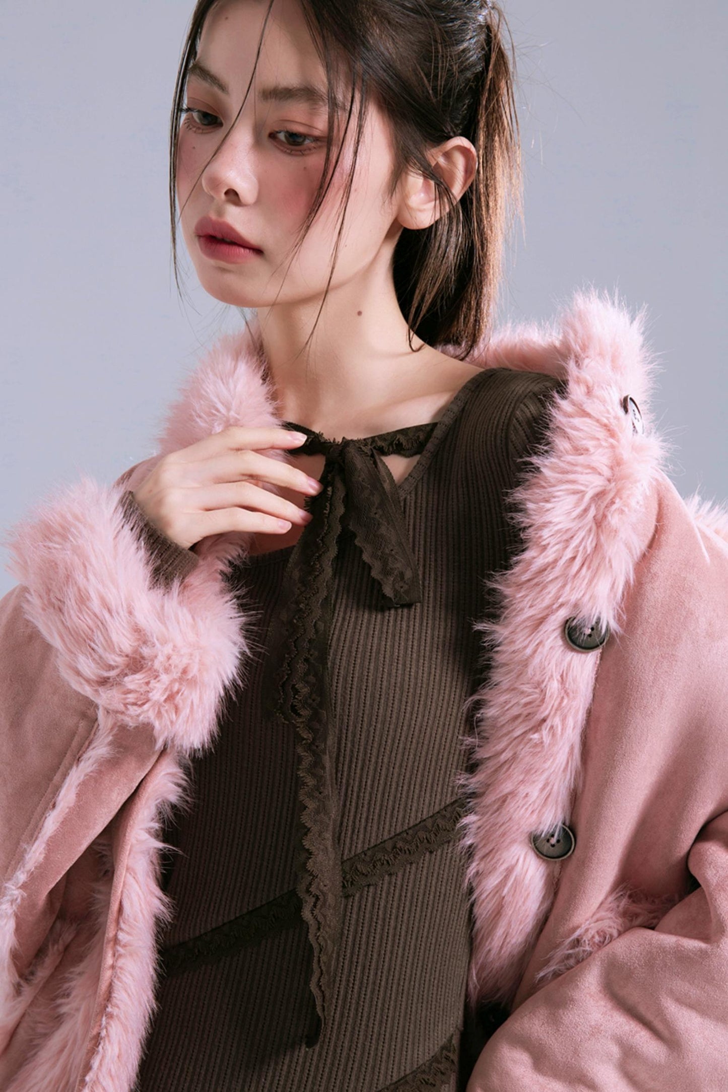 Asymmetric Lace Knitted Dress