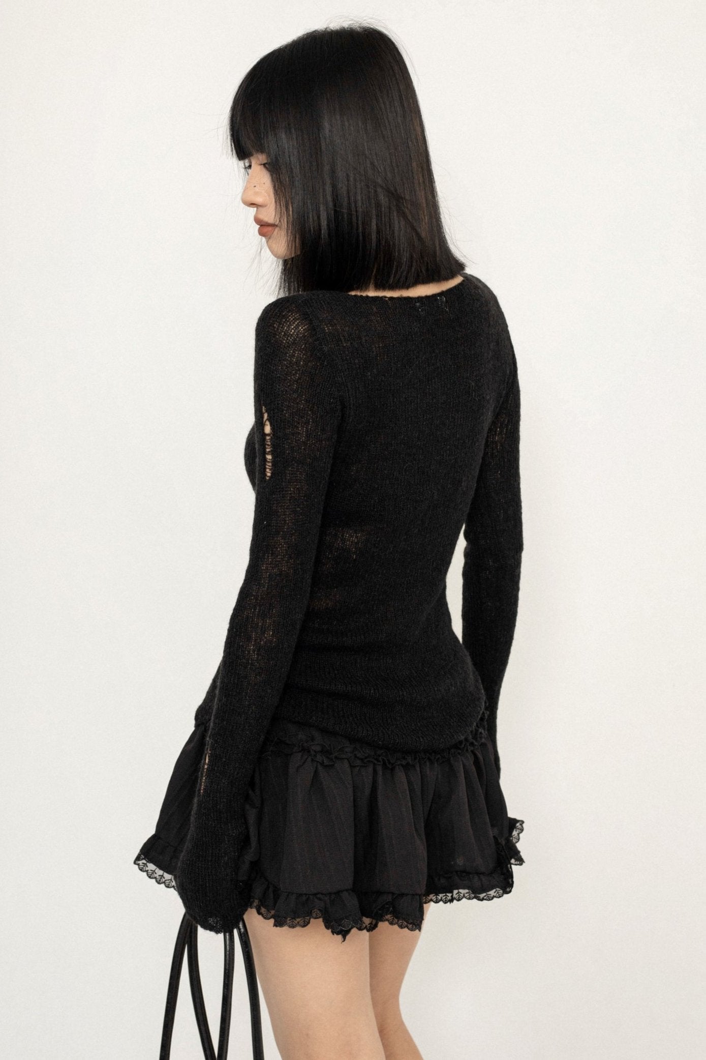 Long-sleeved Bow Design Slouchy Top