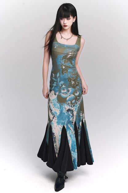 Ghost girl, new Chinese women's clothing, beautiful slip dress, early autumn wear, cold and high-end fishtail skirt