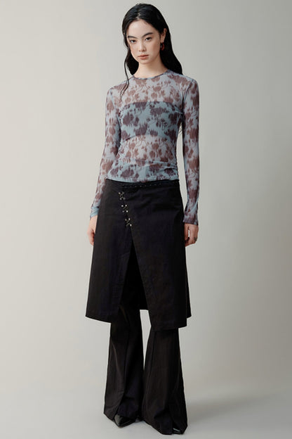 High Waisted Flared Skirt Pants