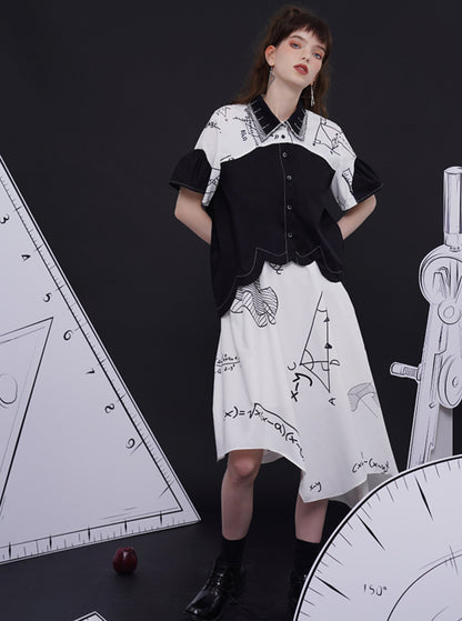 Geometric Illustration Spliced Shirt