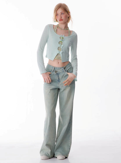 Slim Flared Straight Leg Jeans Pants