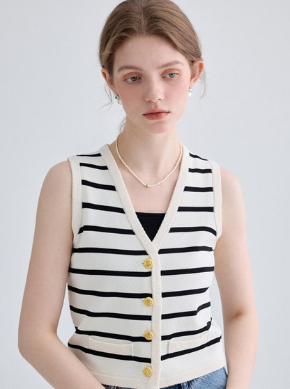 Simple Casual Striped Knit Vest Top