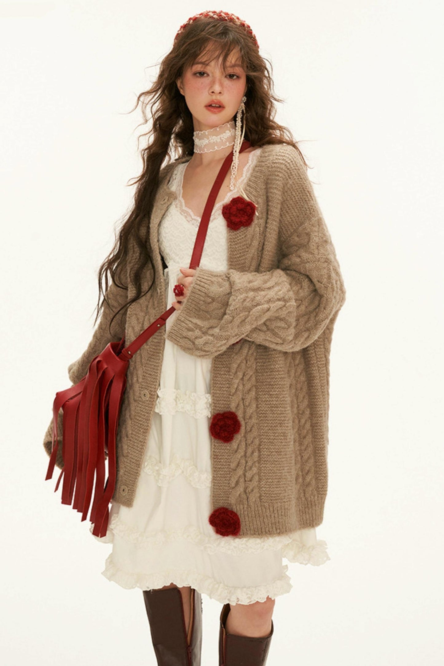 Twist Flower Wool Cardigan