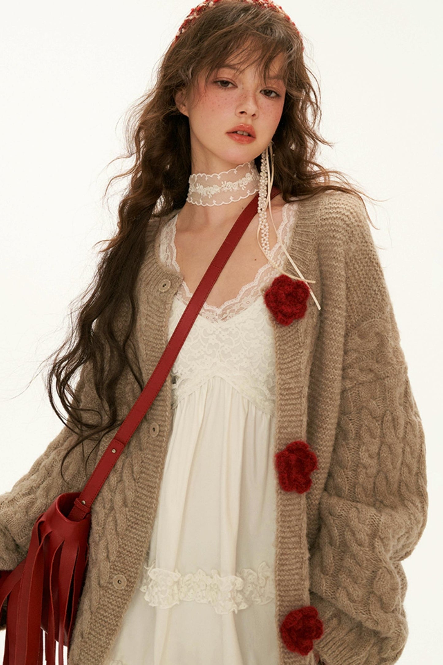 Twist Flower Wool Cardigan