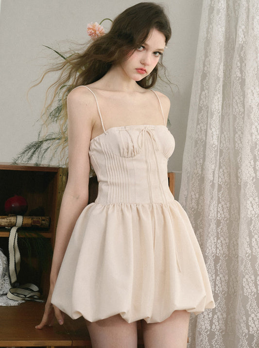 French Cloud Suspender Puffy Dress