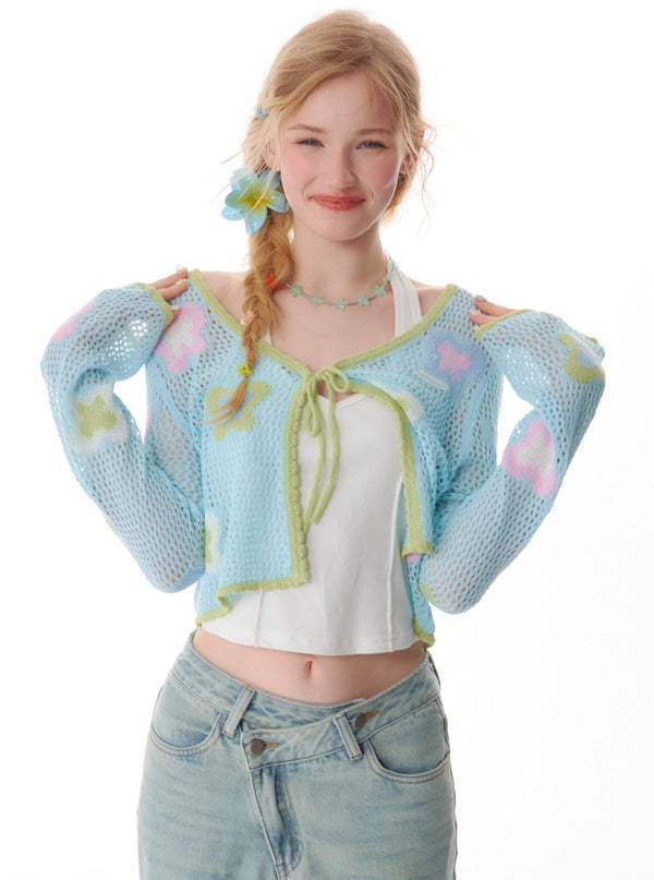 Butterfly Hollow Knitted Cardigan Top