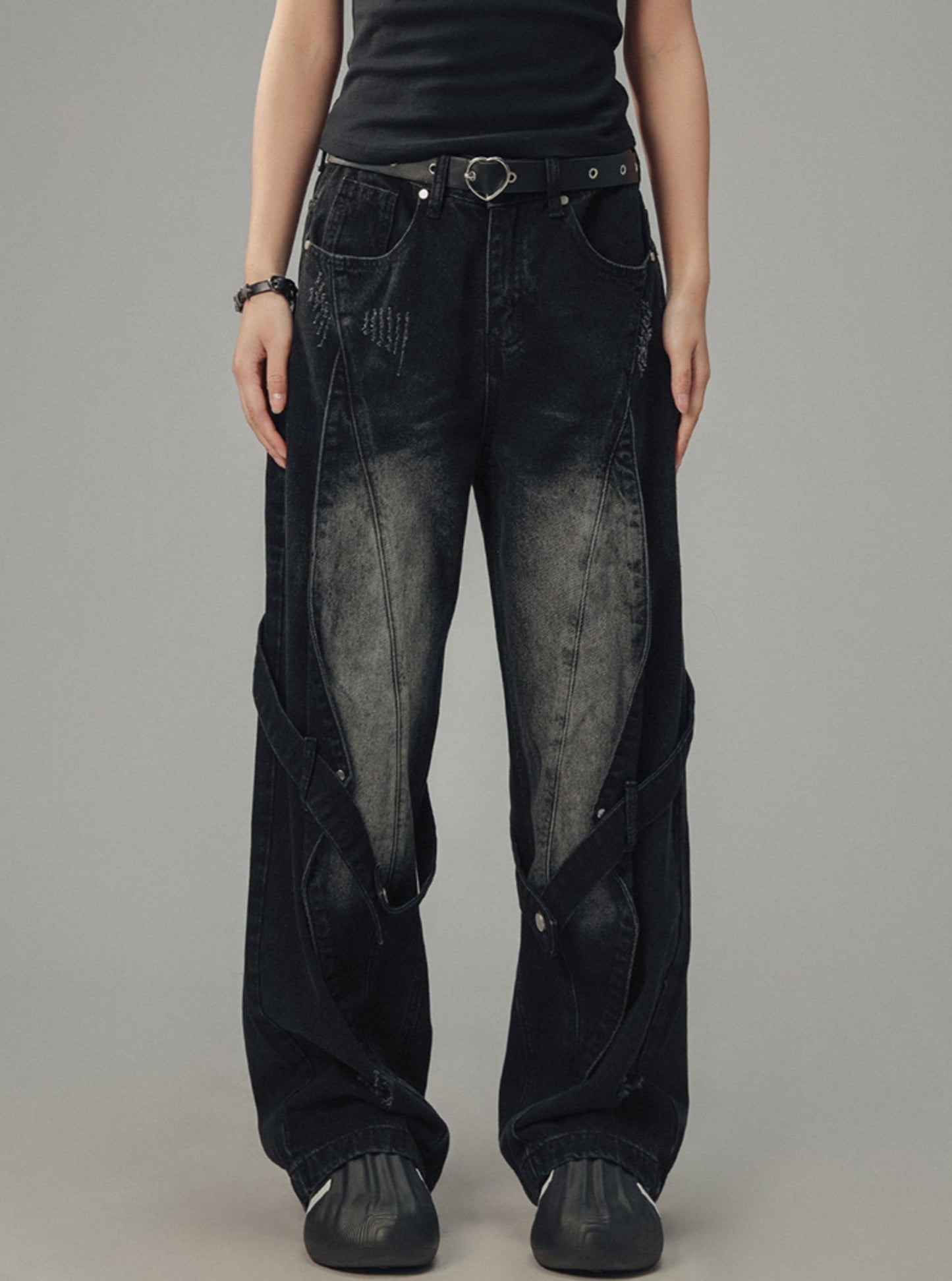 Heavy Wash Straight-Leg Pants