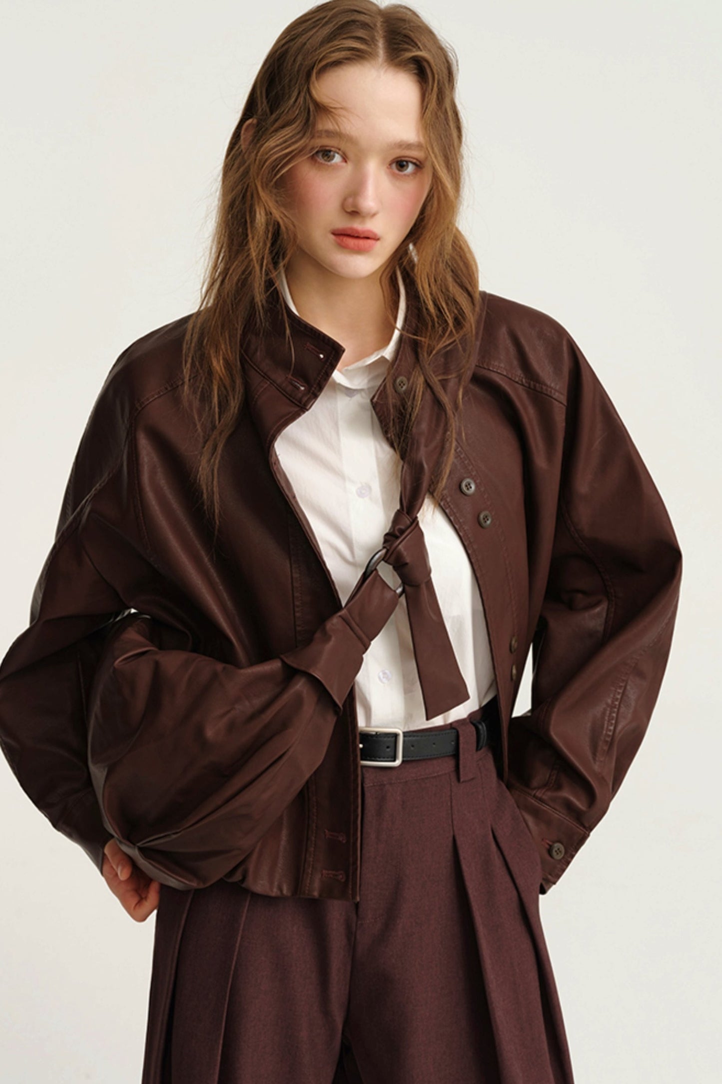 Port Style Maillard Leather Coat