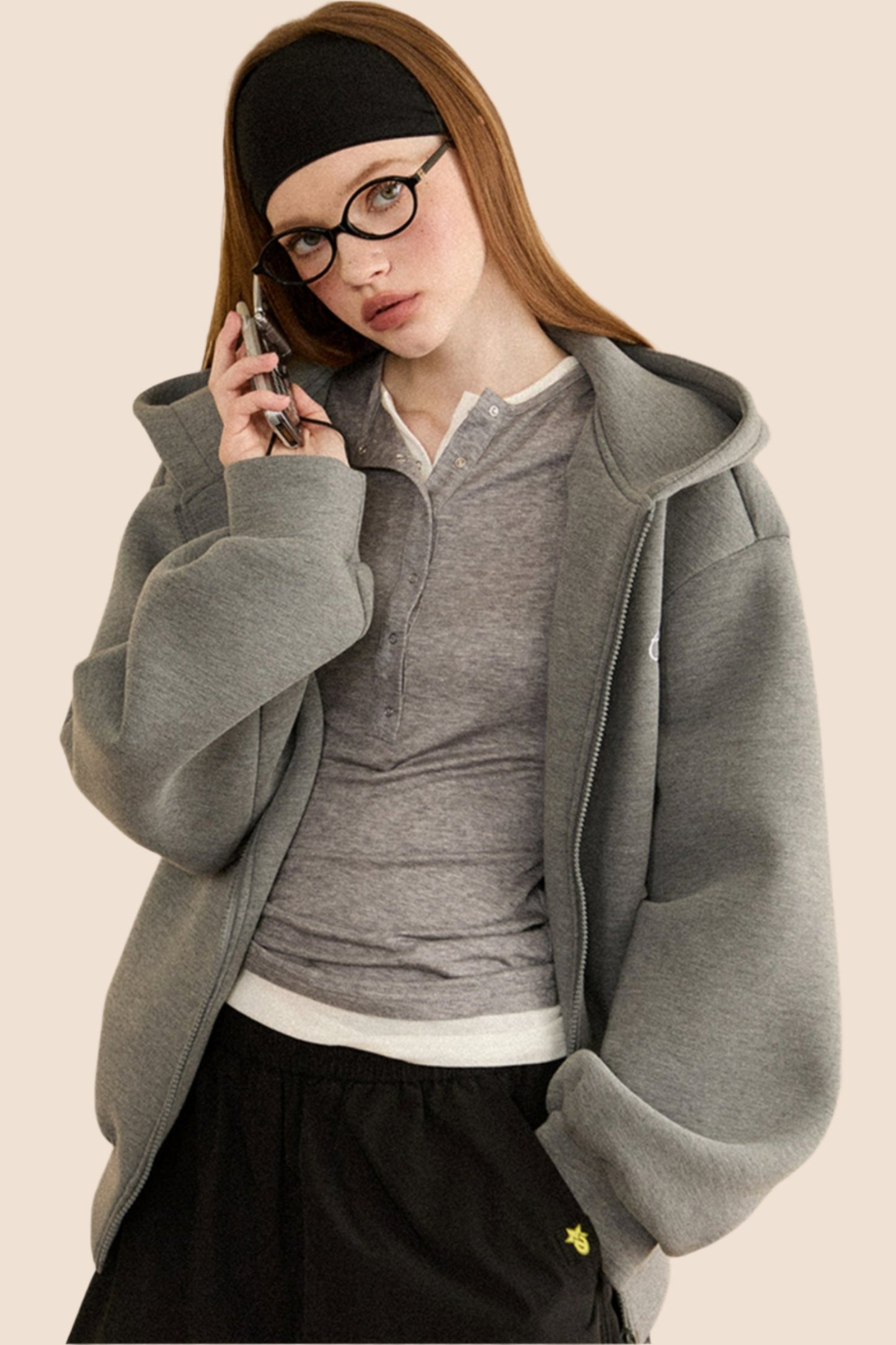 Loose Fit Hooded Cardigan Jacket