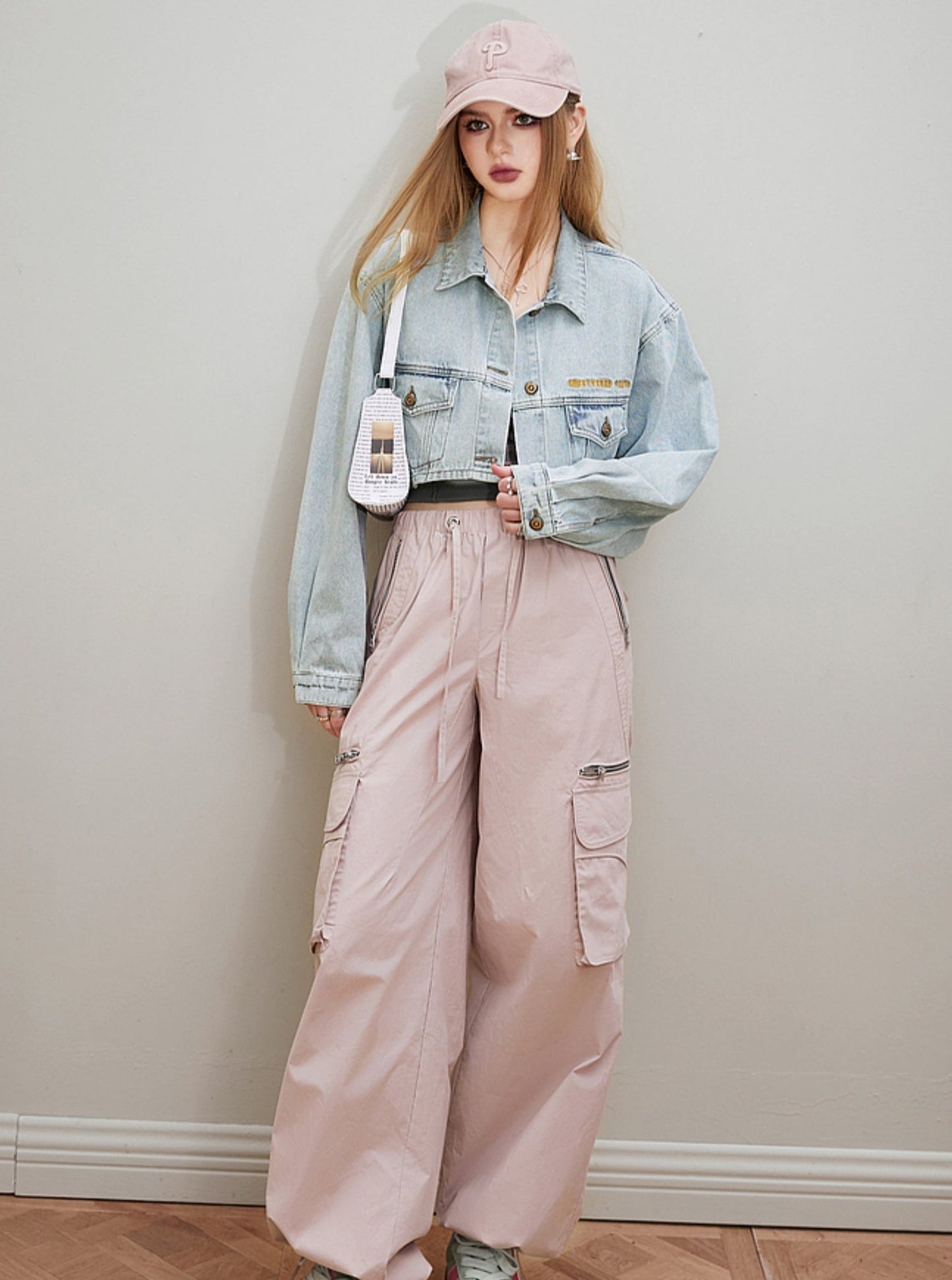 Light Denim Casual Crop Jacket