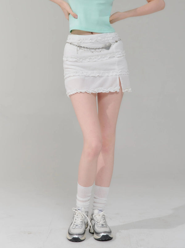 White High-Waisted Cake Skirt