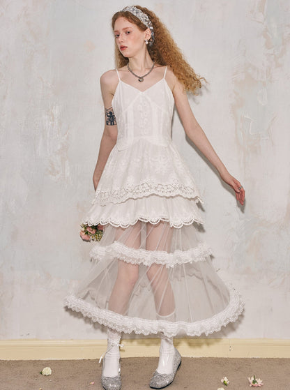 Cut-Out Embroidered Lace Dress