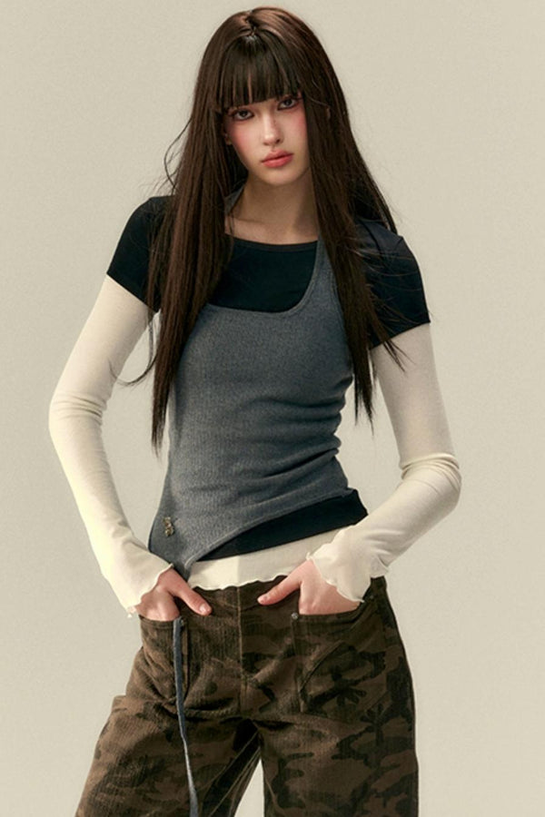 Versatile Wave-Edge Layered Base Top Set-Up