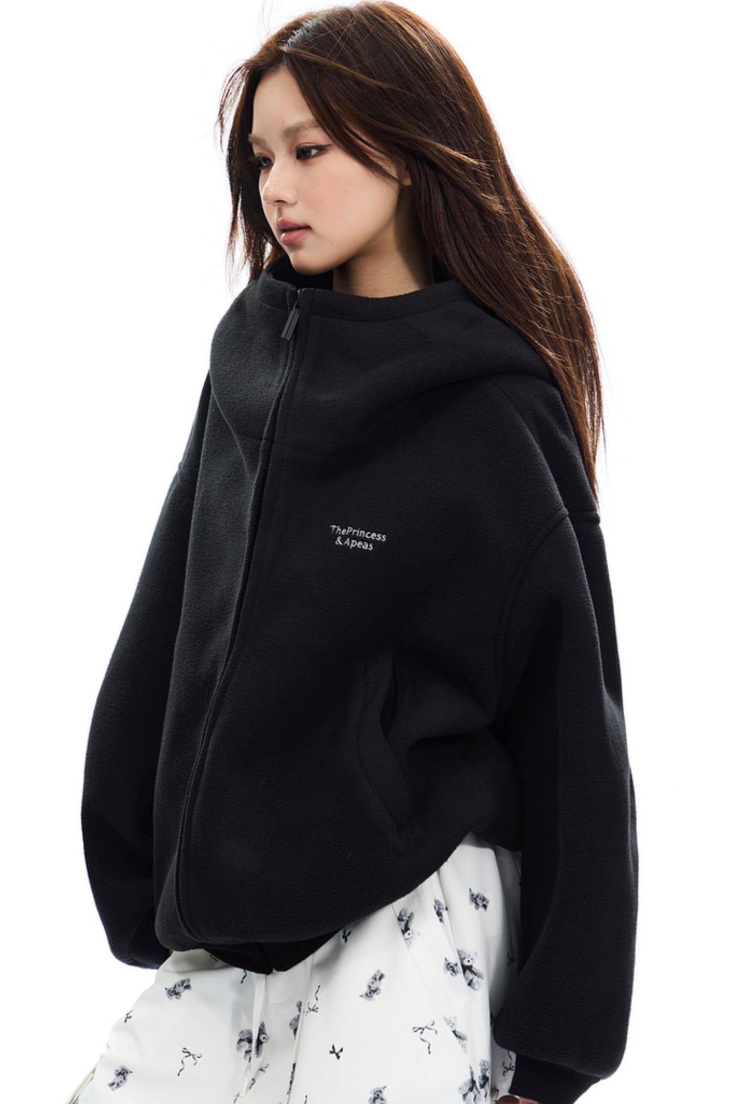 Loose Fit Zipper Fleece Jacket