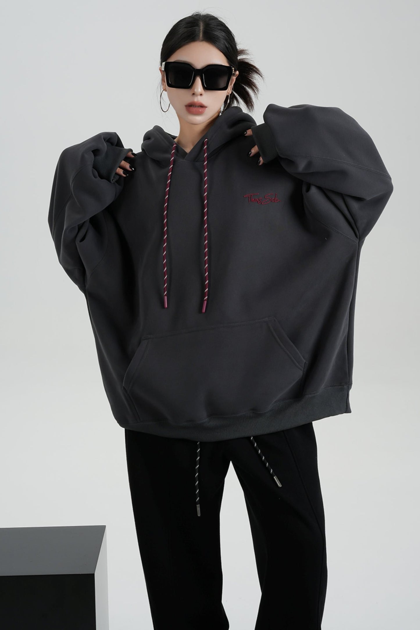 Hooded Mid-Length Fleece Sweatshirt