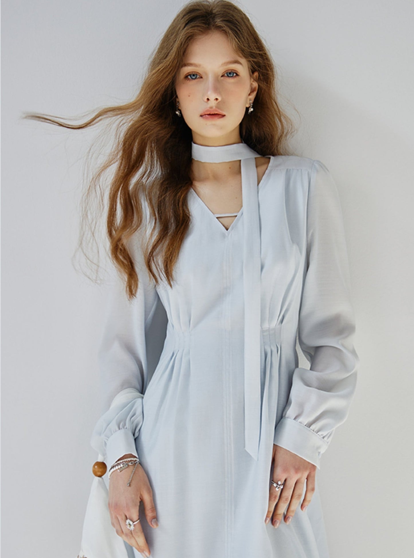 French Temperament Streamer V-Neck Dress