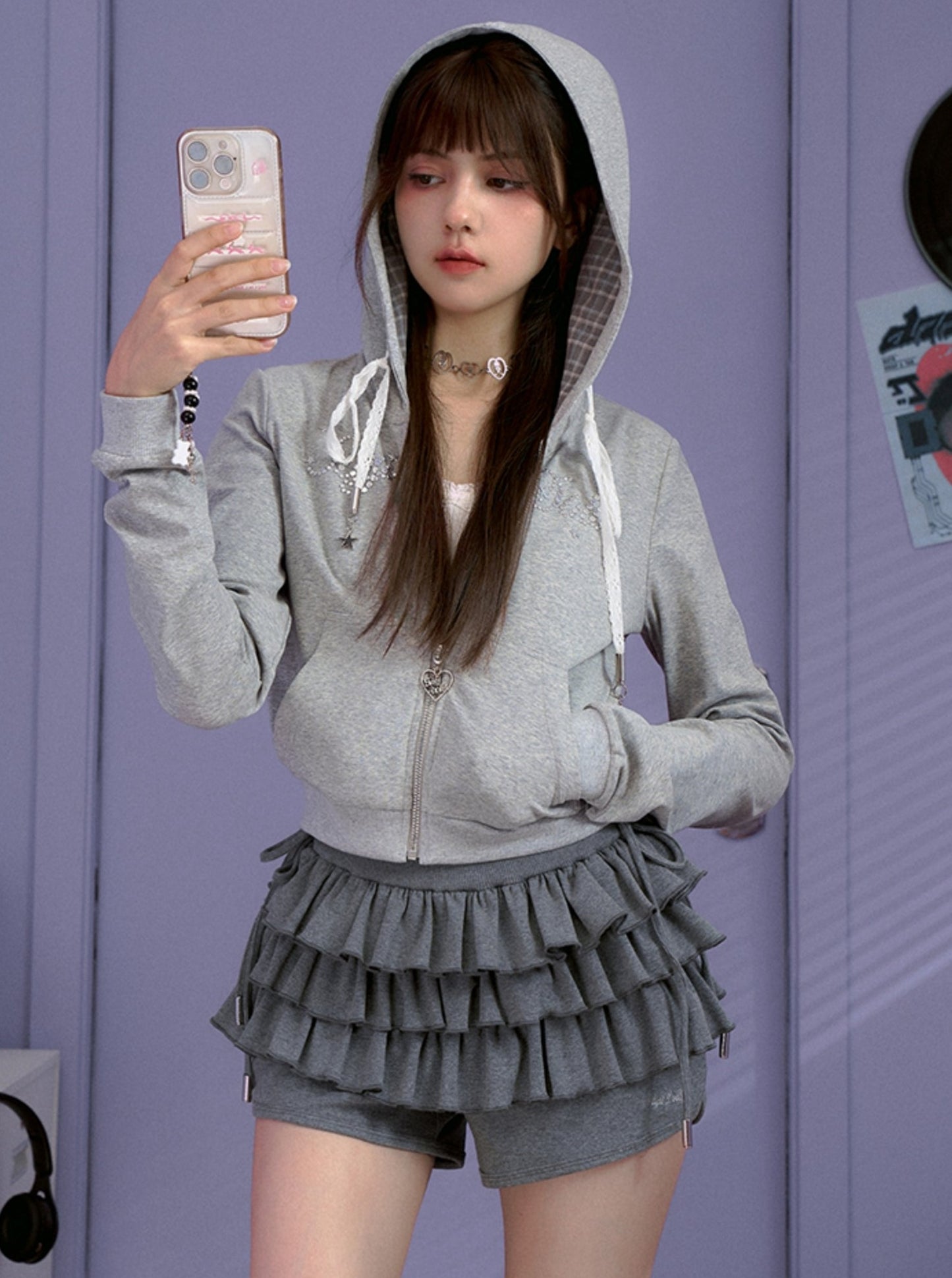 SagiDolls Girly Kampfgeist Sweet Cool Casual Star Hot Diamond Hooded Sweatshirt Short Jacket Jennie Small Man