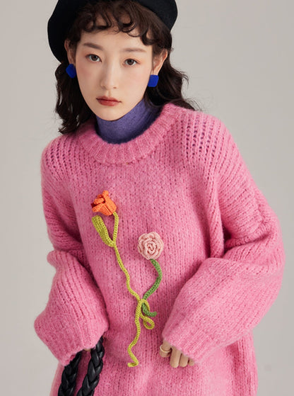 oversized crochet flower sweater