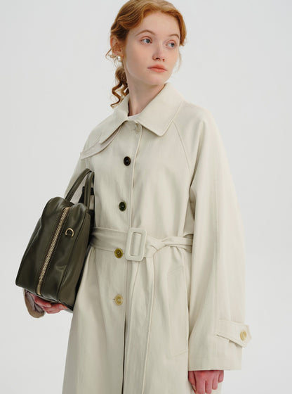 Mid-length trench thin temperament coat