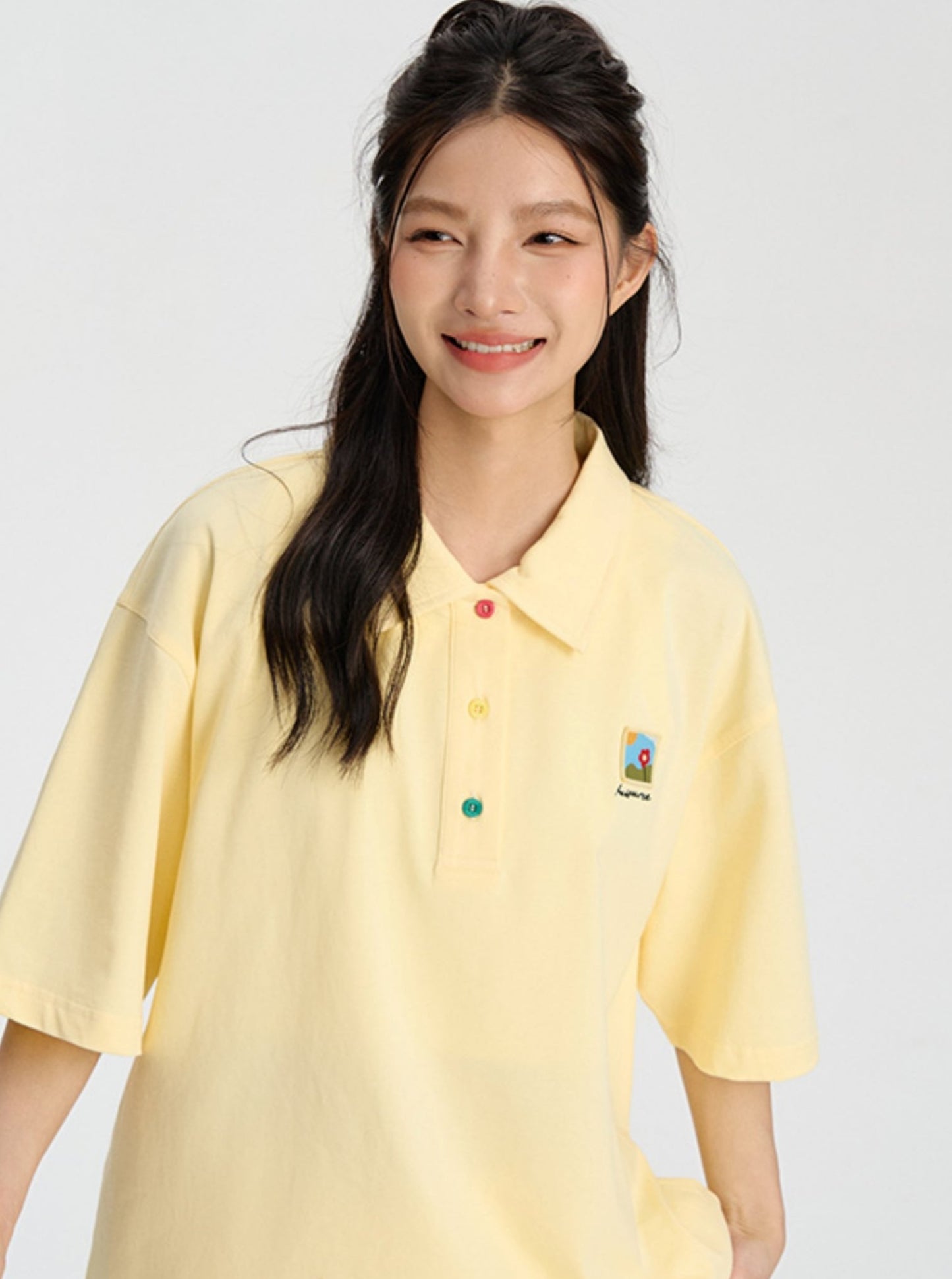 Loose Fit Embroidered Polo Shirt