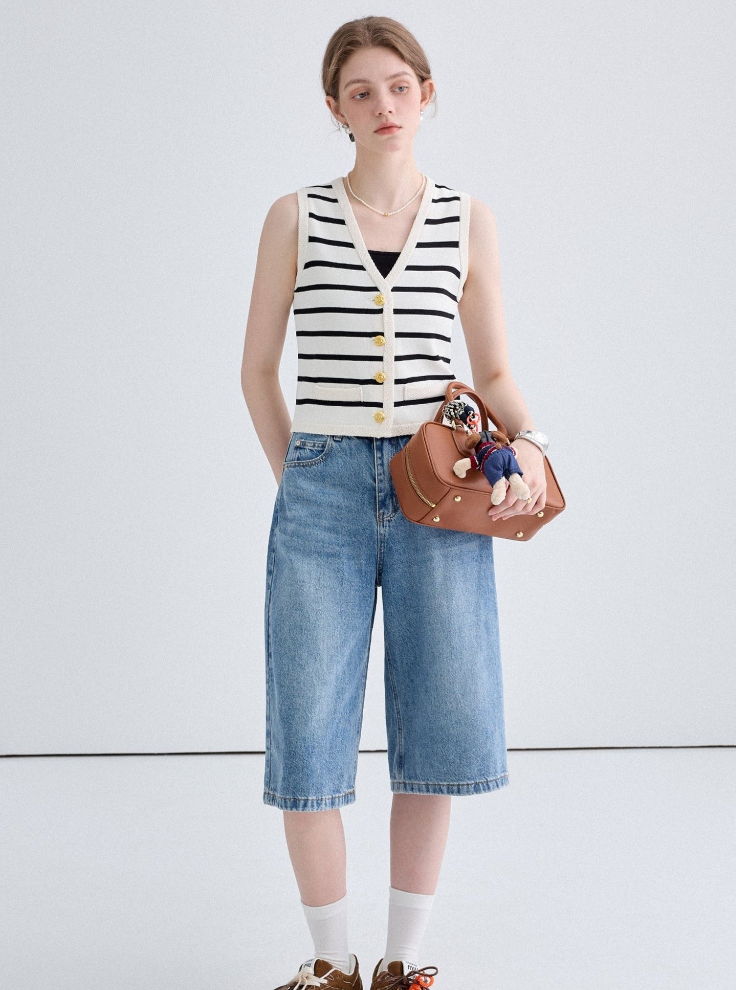 Simple Casual Striped Knit Vest Top