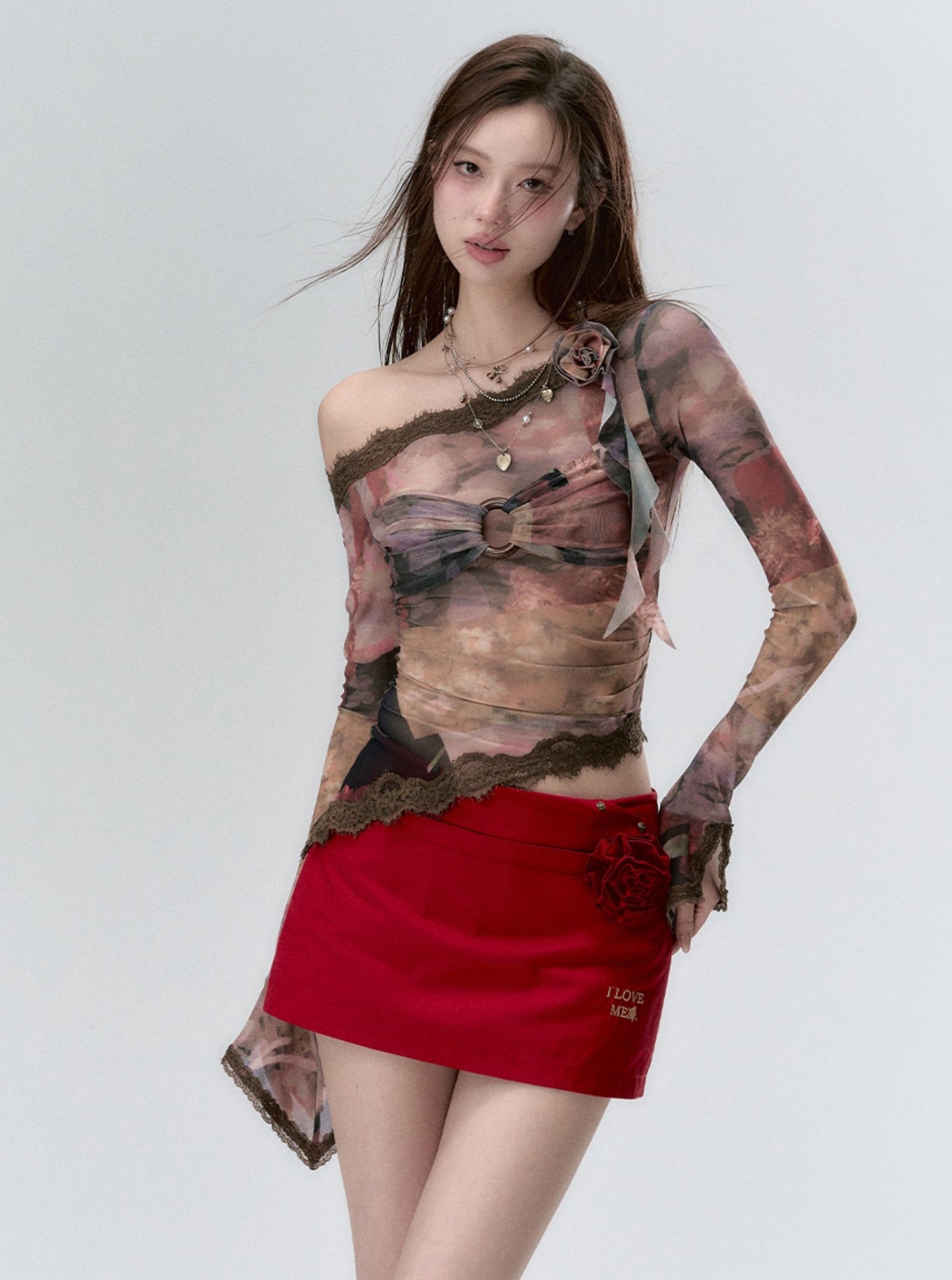 Rose Belt Design Sexy Skirt