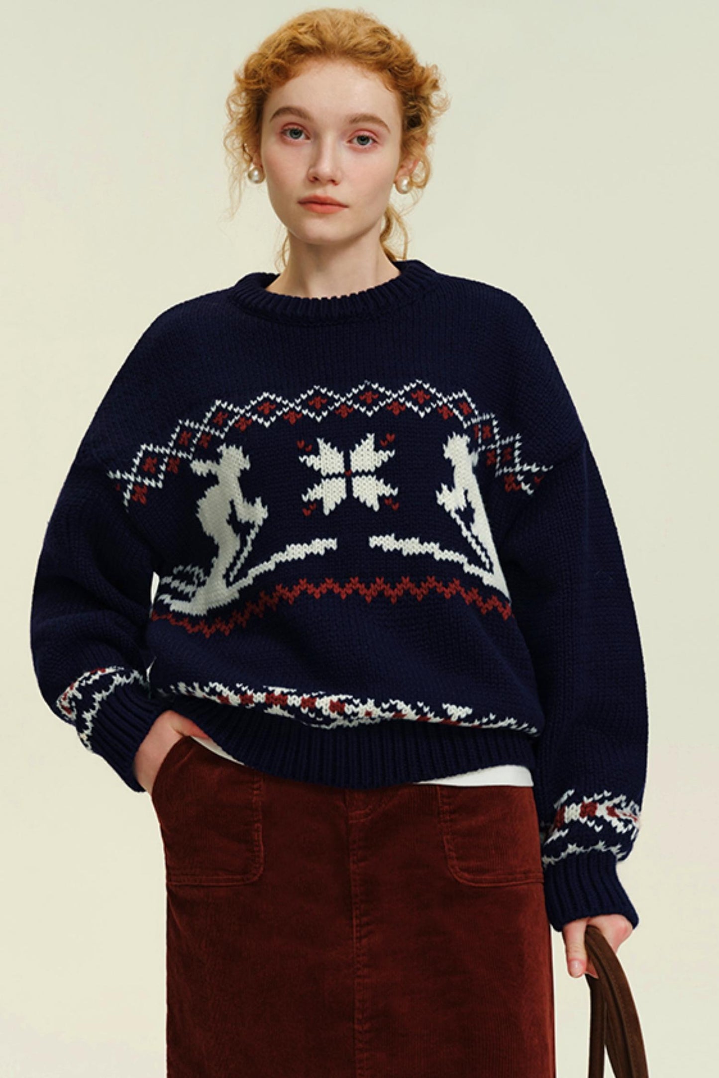 Nordic Pattern Knit Sweater Set-Up