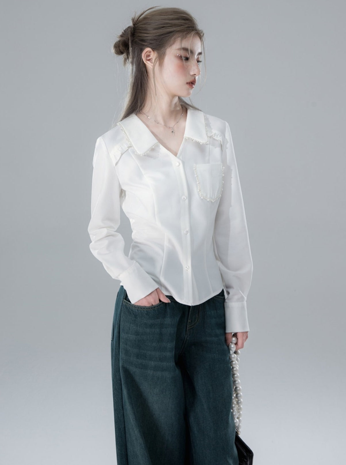 Delicate Long-Sleeved White Shirt