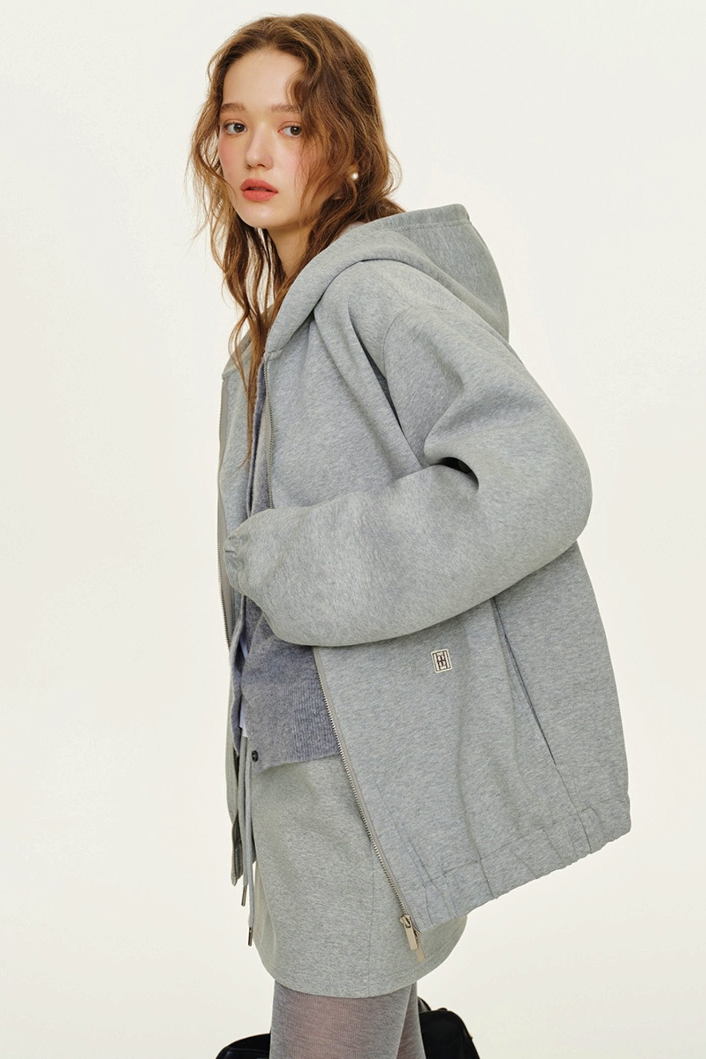 Grey Air Layer Padded Zip Jacket