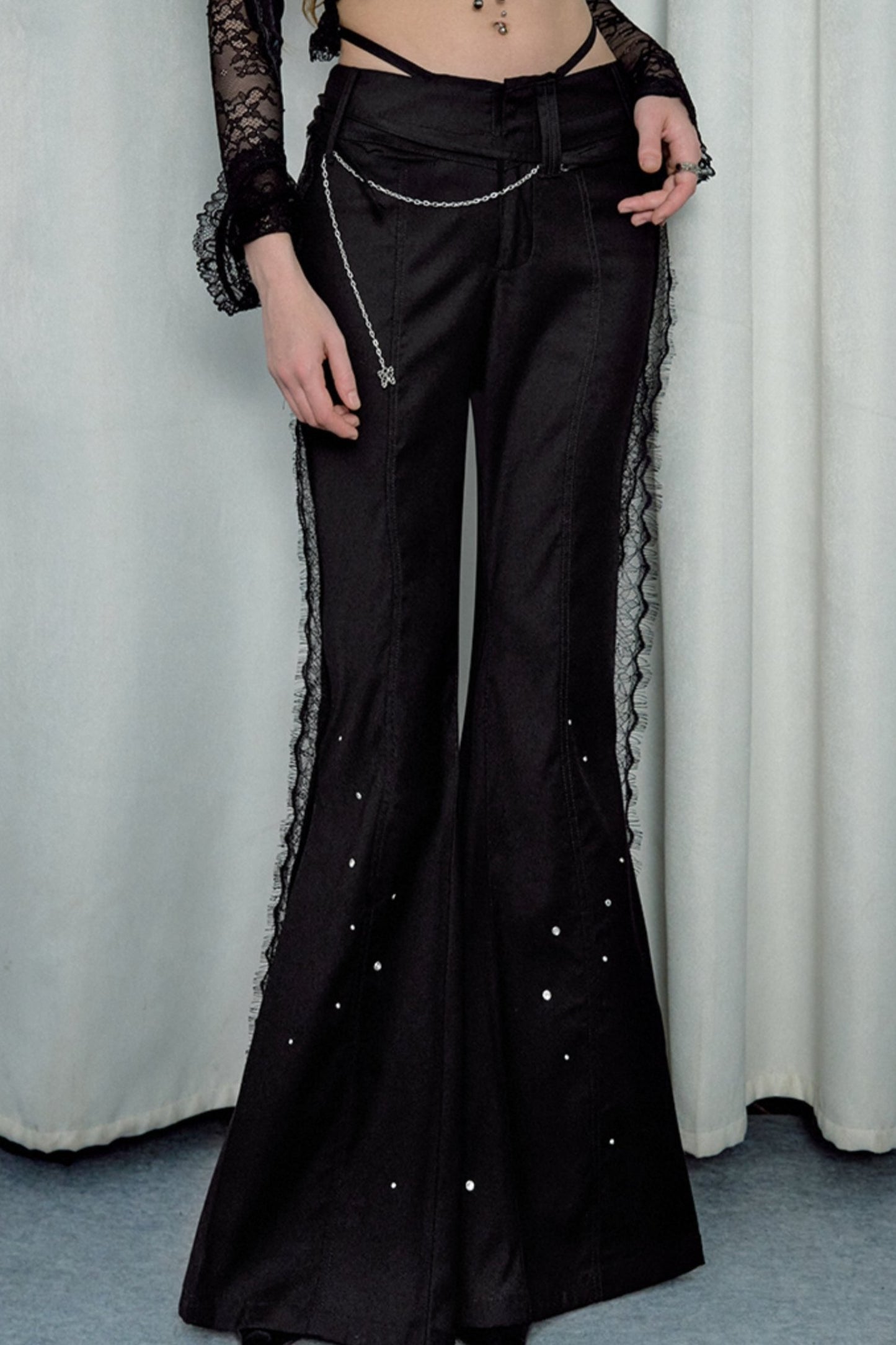 Flared Lace Suit Fabric Trousers