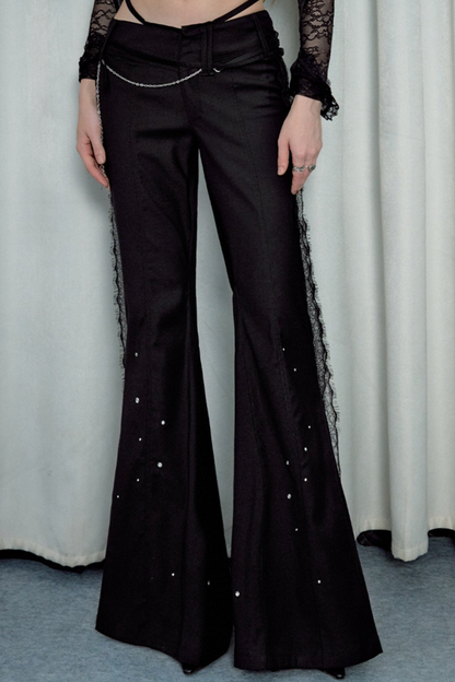 Flared Lace Suit Fabric Trousers