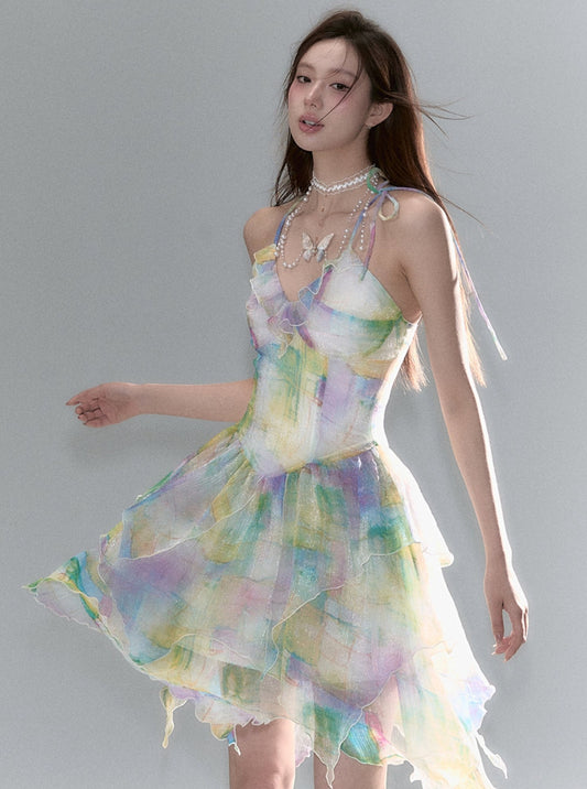 Colored Mesh Waist Dress