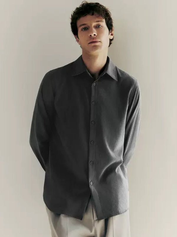 Simple Lapel Long Sleeve Shirt