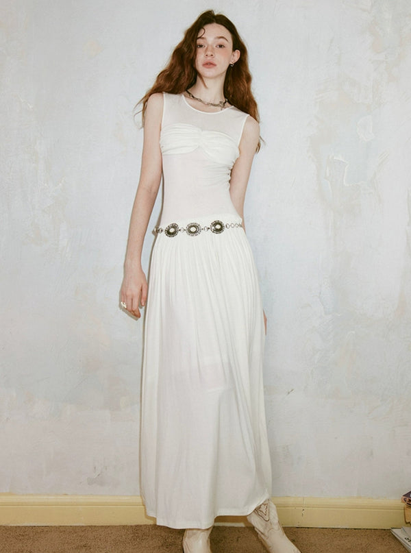 Draped Knit Pleated Dress