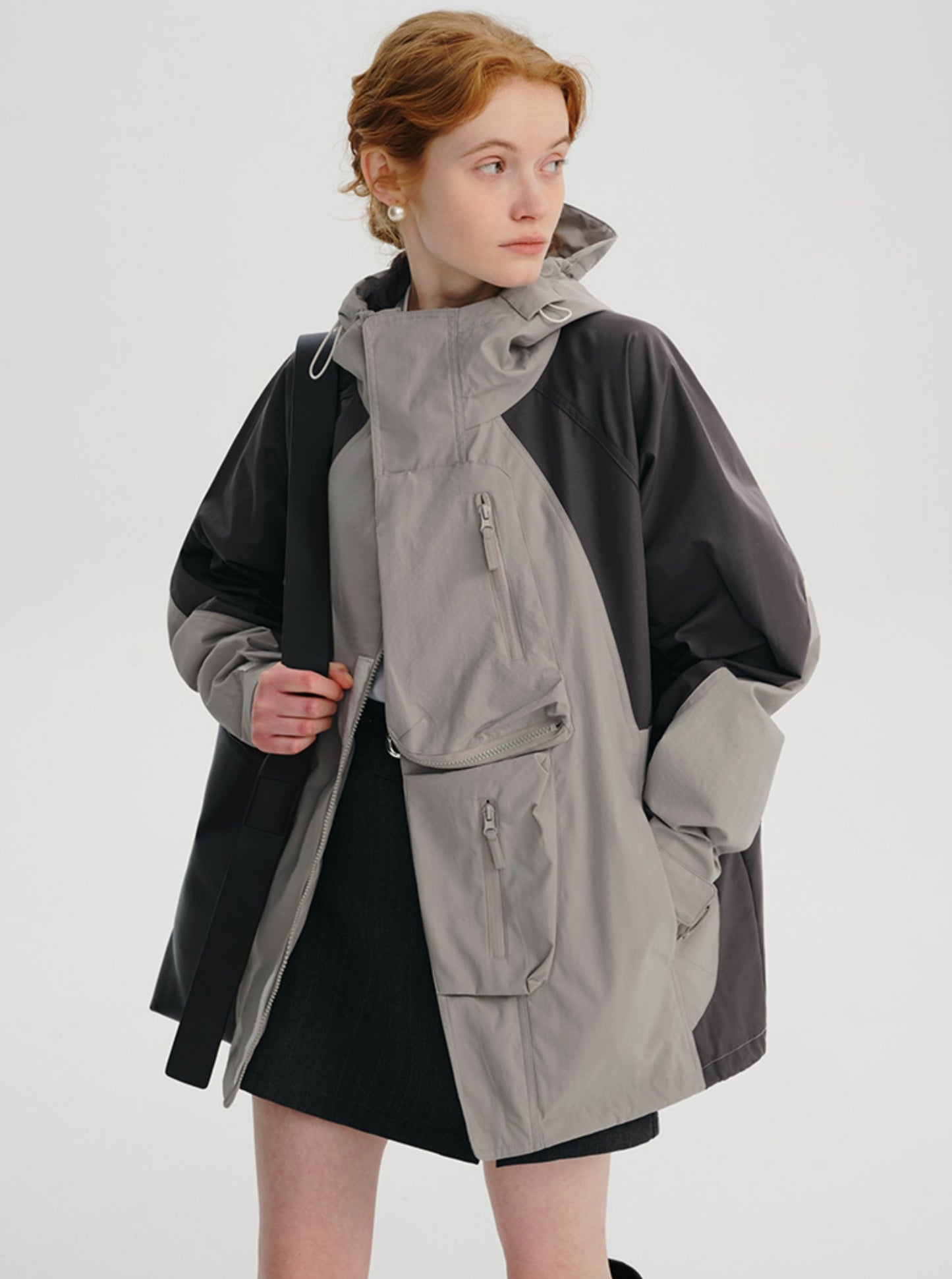 Contrast Hooded Windproof Jacket