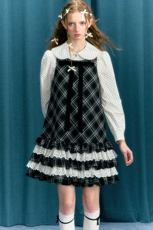 BLACK & WHITE QUILTED LACE DOLL Dress